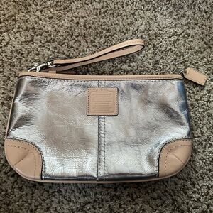 COACH Silver and Tan Women's Wristlet - NWT